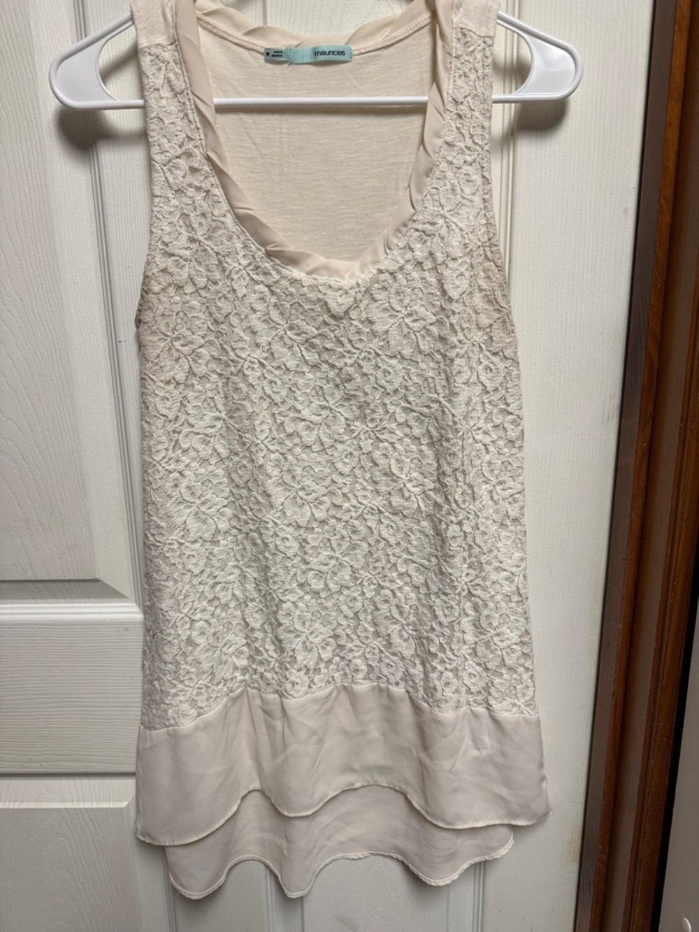 Maurices Cream Lace Layered Tank Top